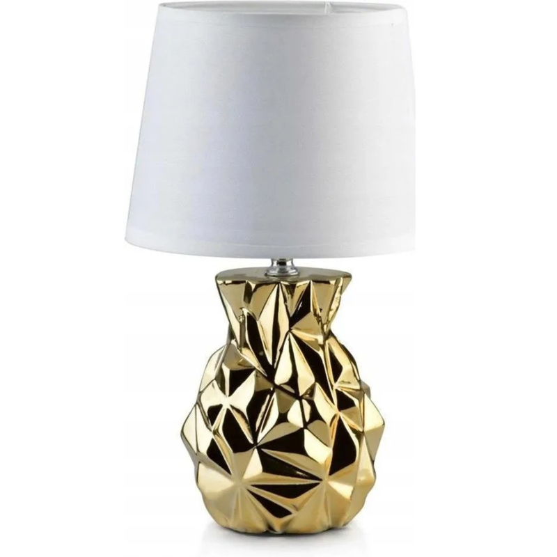 Nhome Curves Gold Ceramic Table Lamp with White Fabric Shade