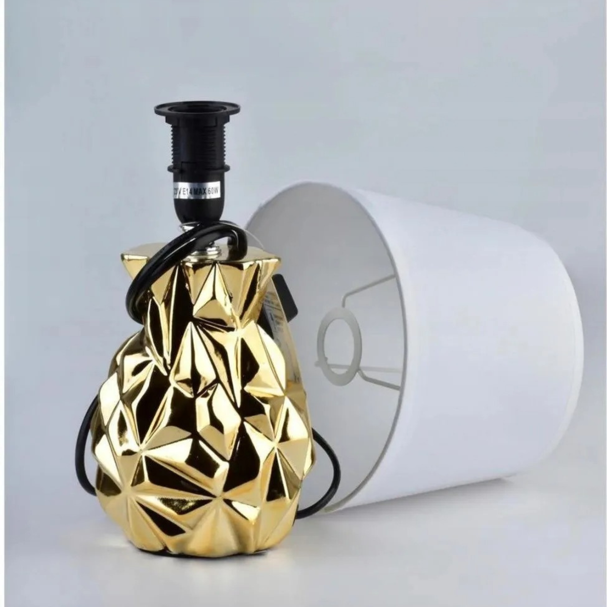 Nhome Curves Gold Ceramic Table Lamp with White Fabric Shade